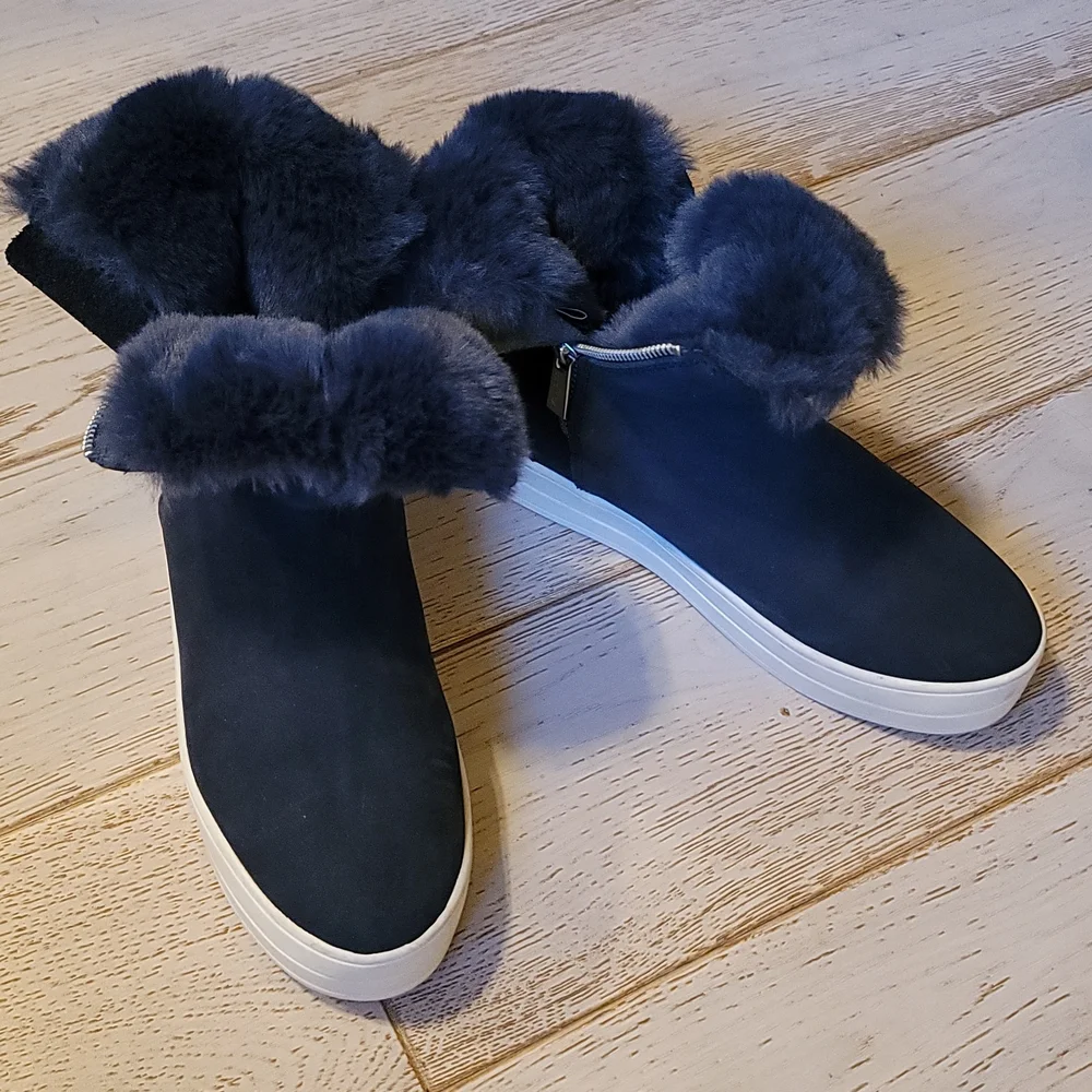 J/SLIDES Black Faux Fur High-Top Slip-On Sneakers